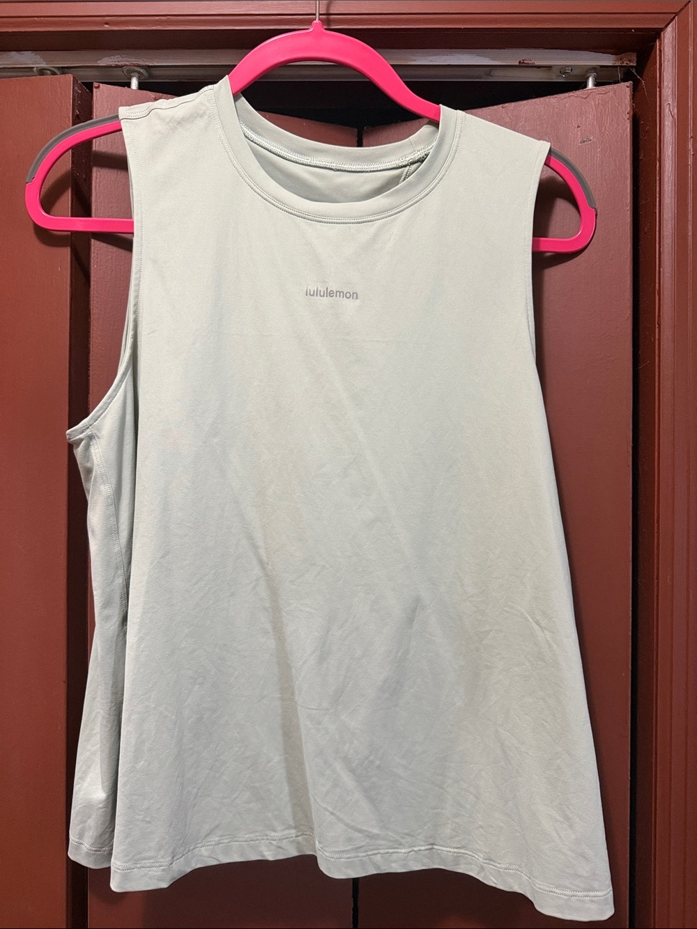 lululemon sage green muscle/open back tank